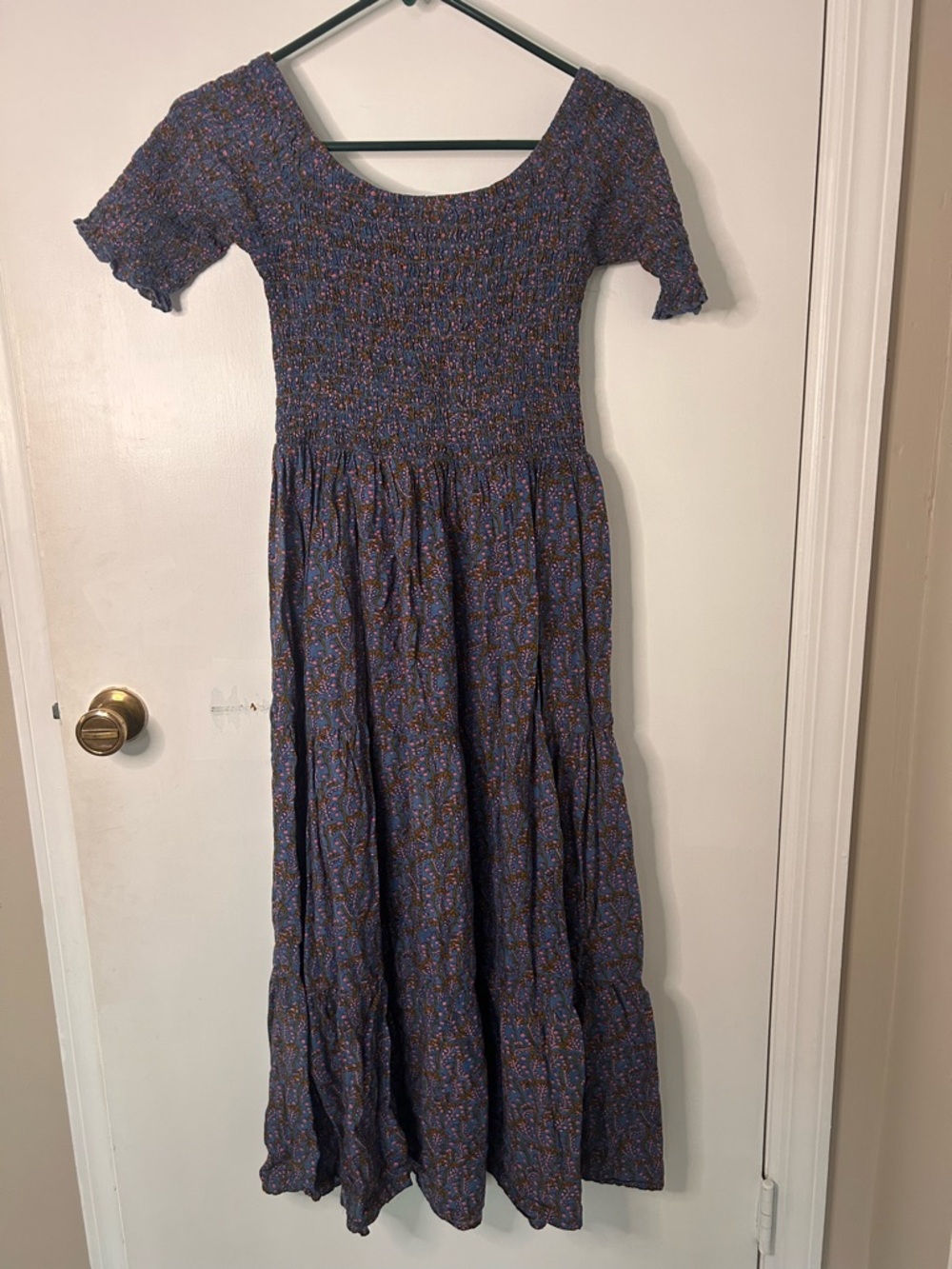 NATURAL LIFE Navy Blue Floral Smocked Maxi Dress - Picture 6 of 8
